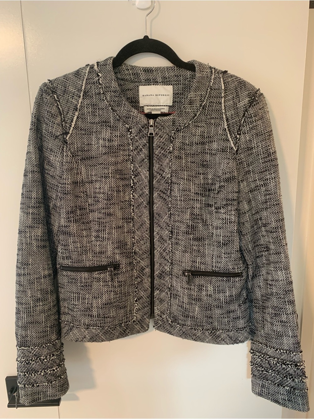 Banana Republic Gray Tweed Zip-Front Jacket